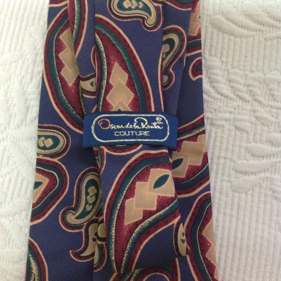 Oscar de la Renta Couture Vintage PAISLEY Neck Tie - Picture 9 of 11